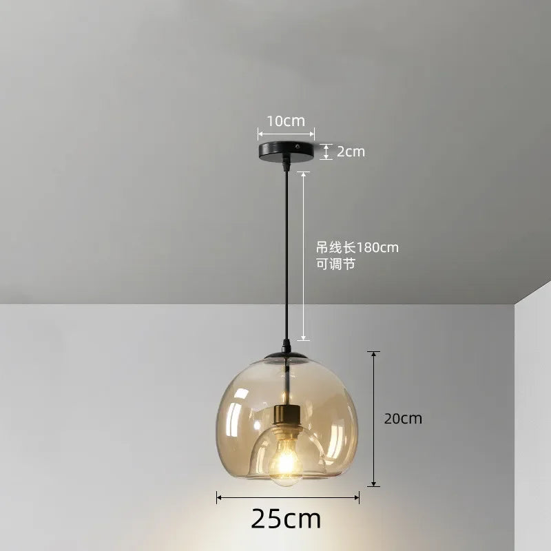 Nordic Glass Pendant Light for Kitchen Island Chandelier Smoke Gray Hanging Lamp for Living Room Dining Room
