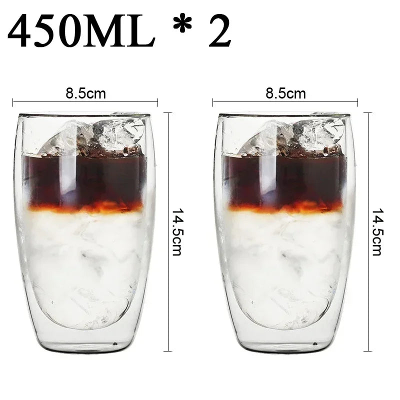 2-18PCS Double Wall High Borosilicate Glass Mug Heat Resistant Tea Milk Juice Coffee