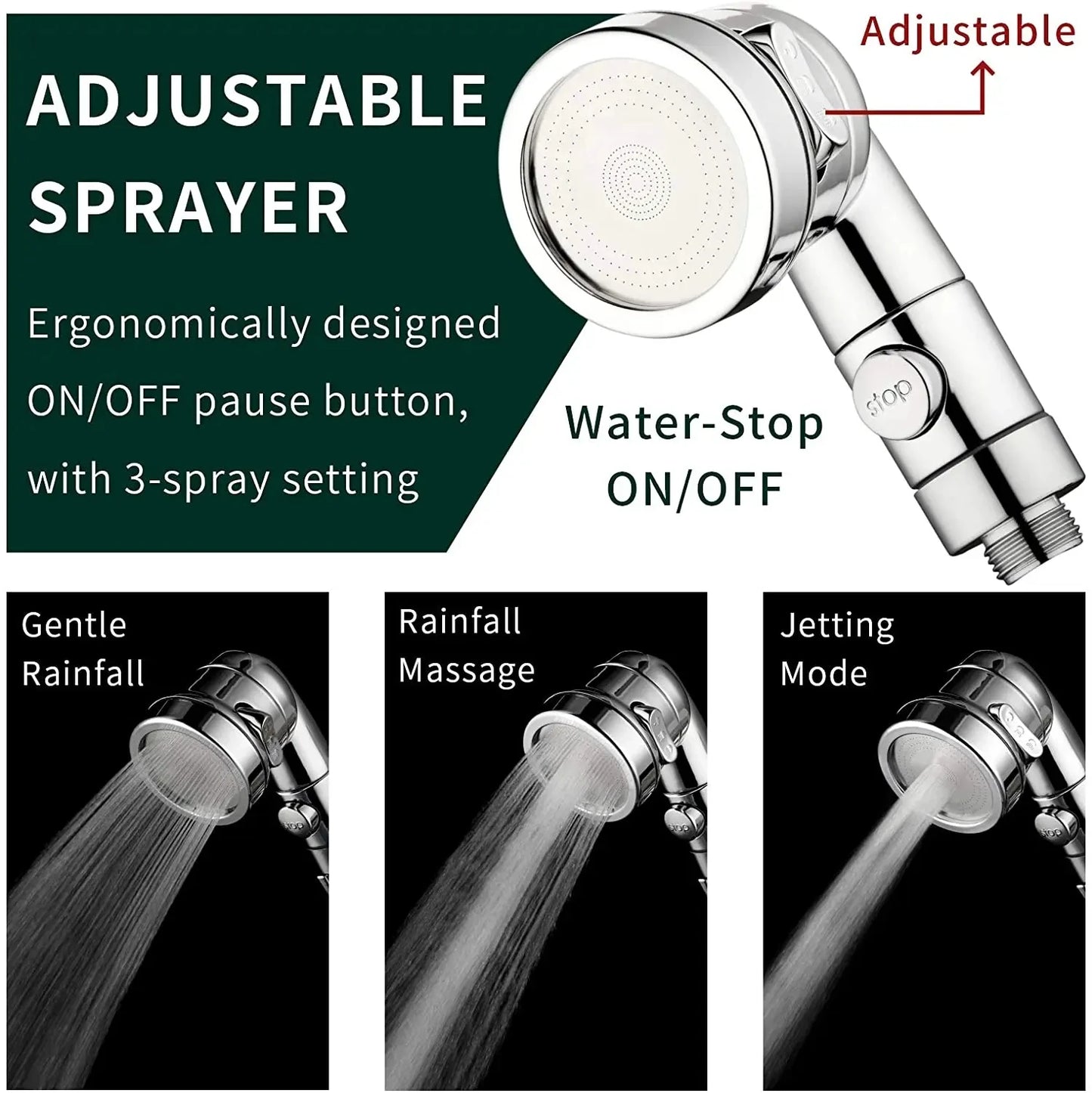3 Mode Bidet Faucet External Shower Head Bathroom Kitchen Basin Tap Adapter Splitter Set Water Diversion Shower for Beauty Salon