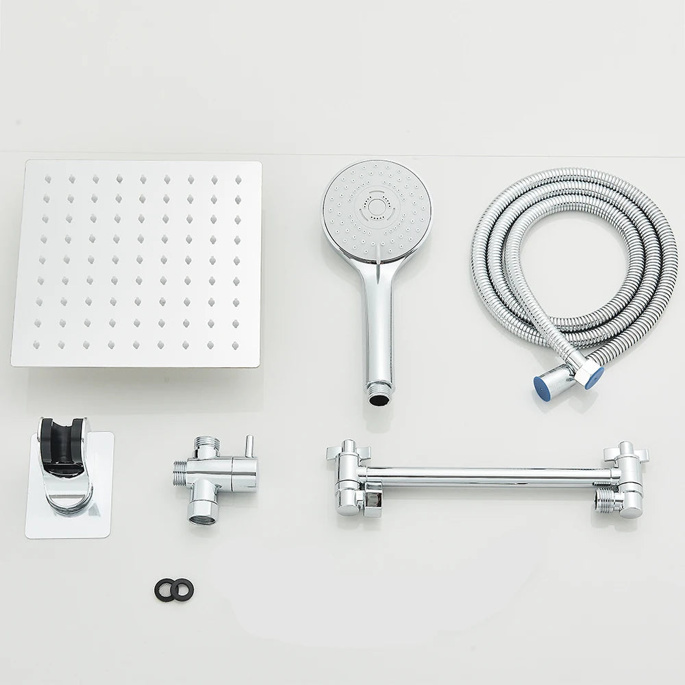 Shower Head Combo 8-12Inch High Pressure Rain Shower Head with Adjustable Extension Arm With 3-wayHandheld Shower Spray