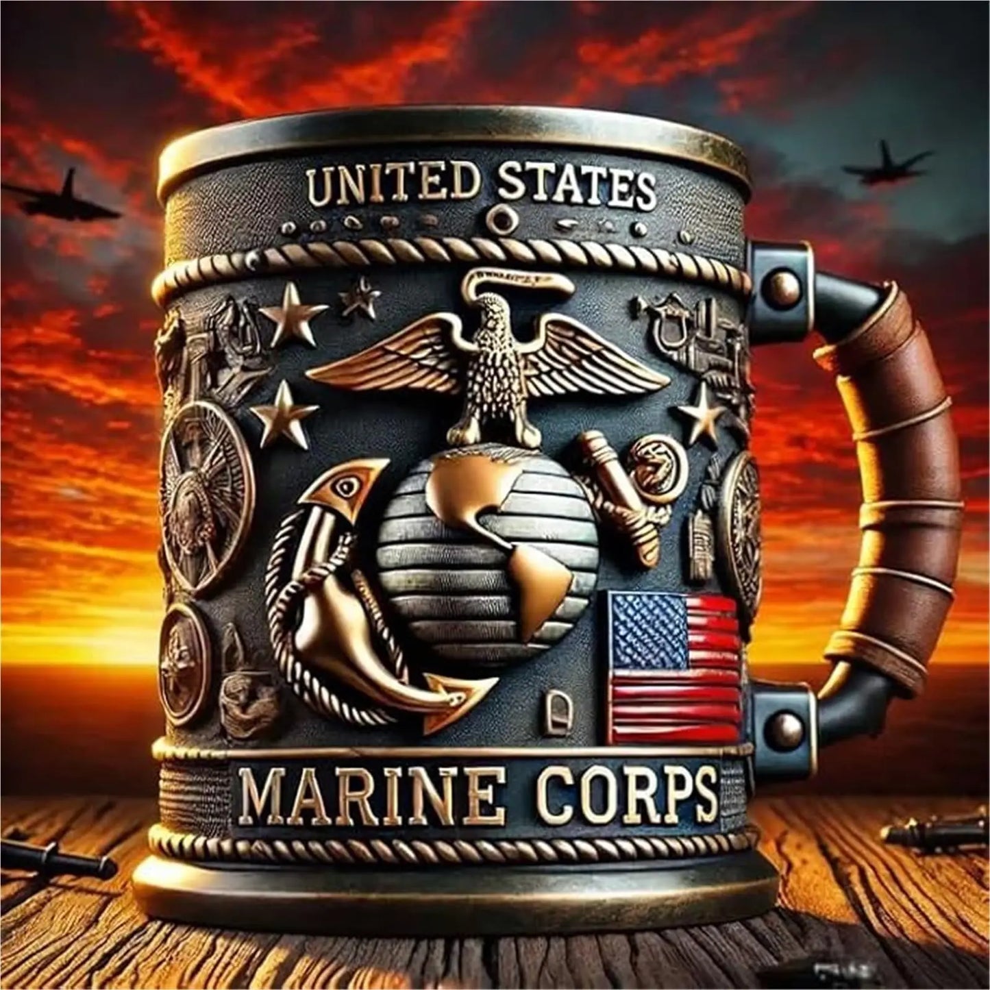 Military 3D Mug Beautiful Army Themed Creative Handmade Military Coffee Mug Gift for Veterans Kitchen Dining Drinkware