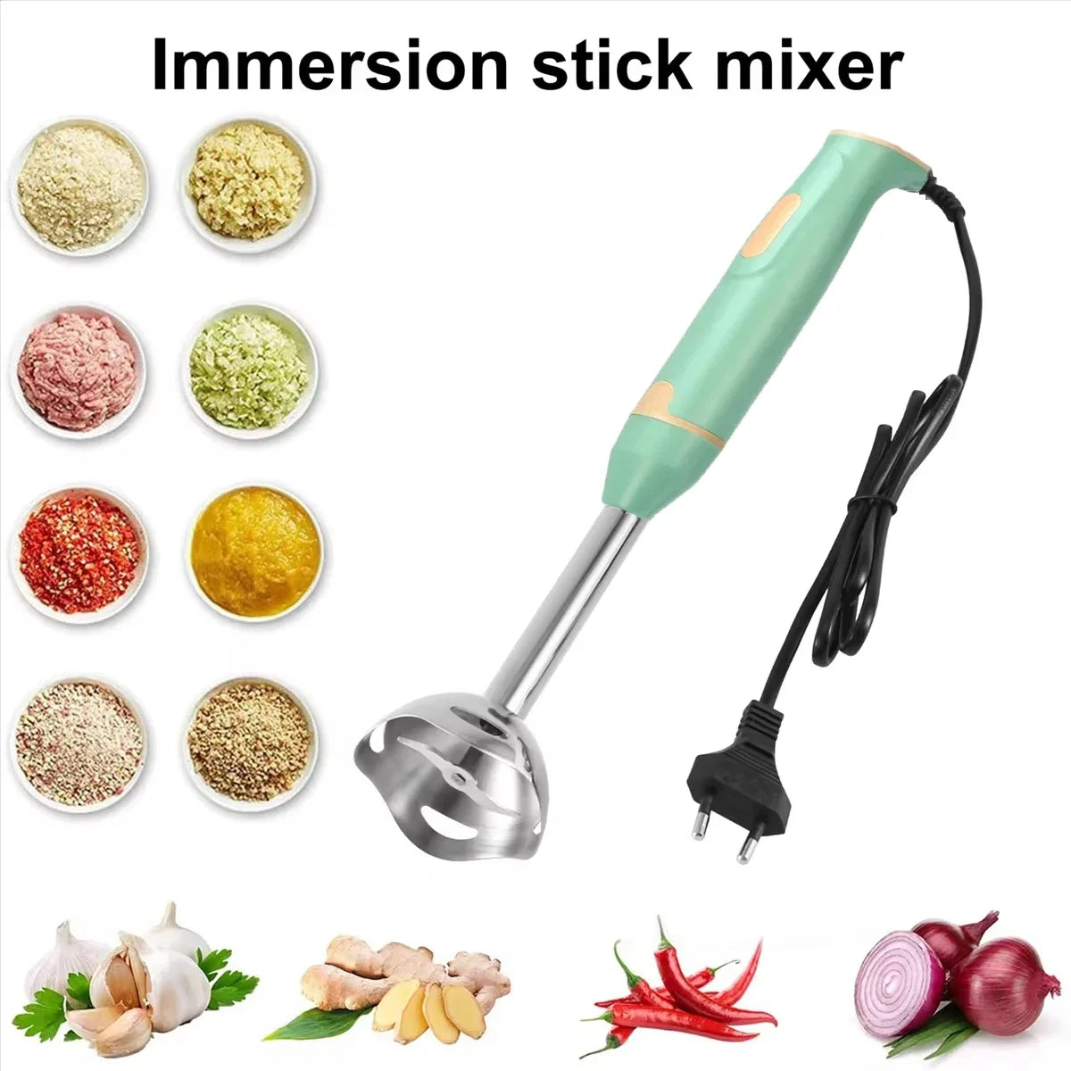 Professional 400W Electric Immersion Hand Blender with Stainless Steel Blade for Smoothies