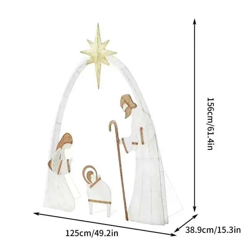 5.5FT Outdoor Lighted Nativity Scene Waterproof With Light Nativity Scene Christmas Decoration Easter Yard Decoration
