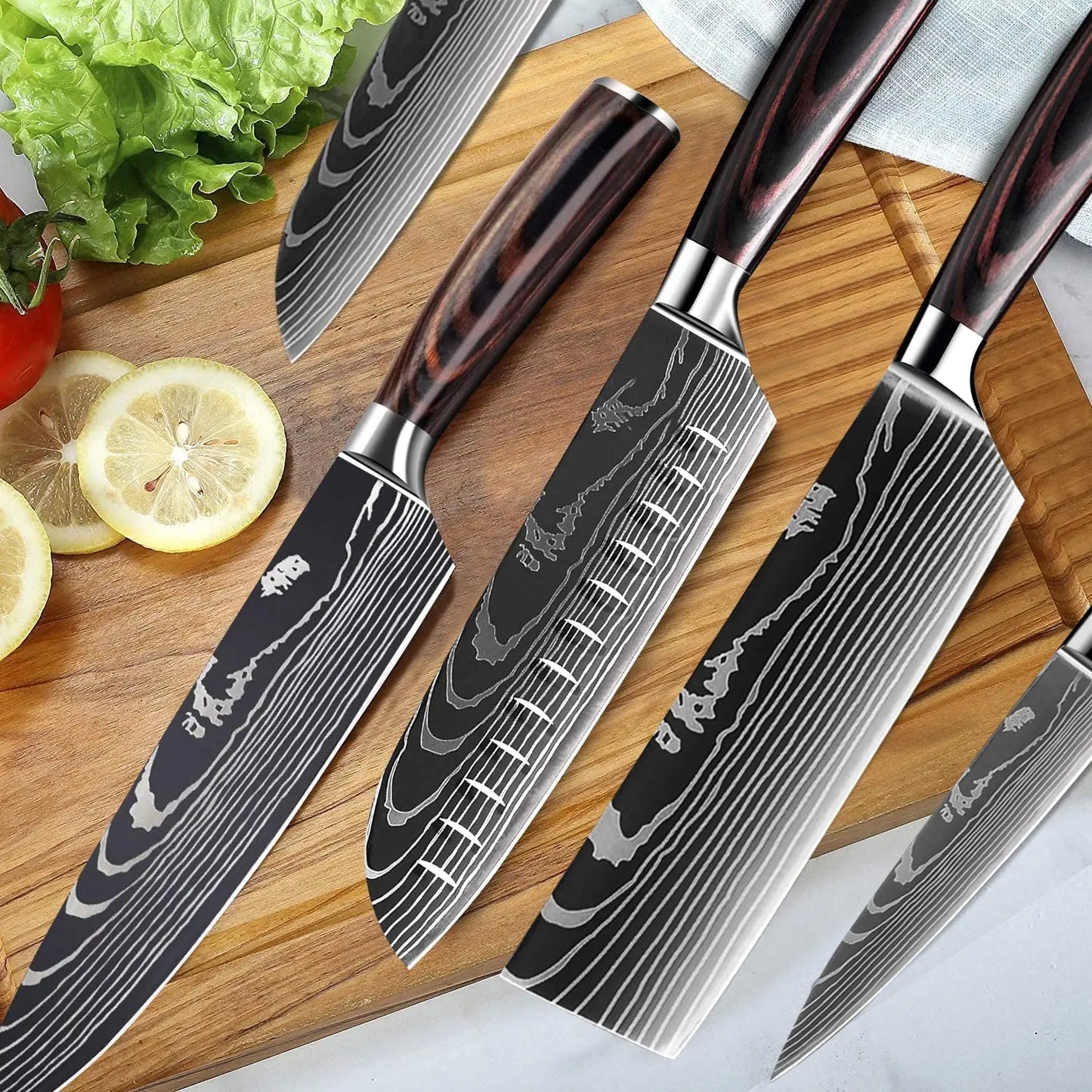 1-10Pcs Chef Knife For kitchen Set Japanese Sharp Cleaver Slicing Utility Knife Cooking Tools