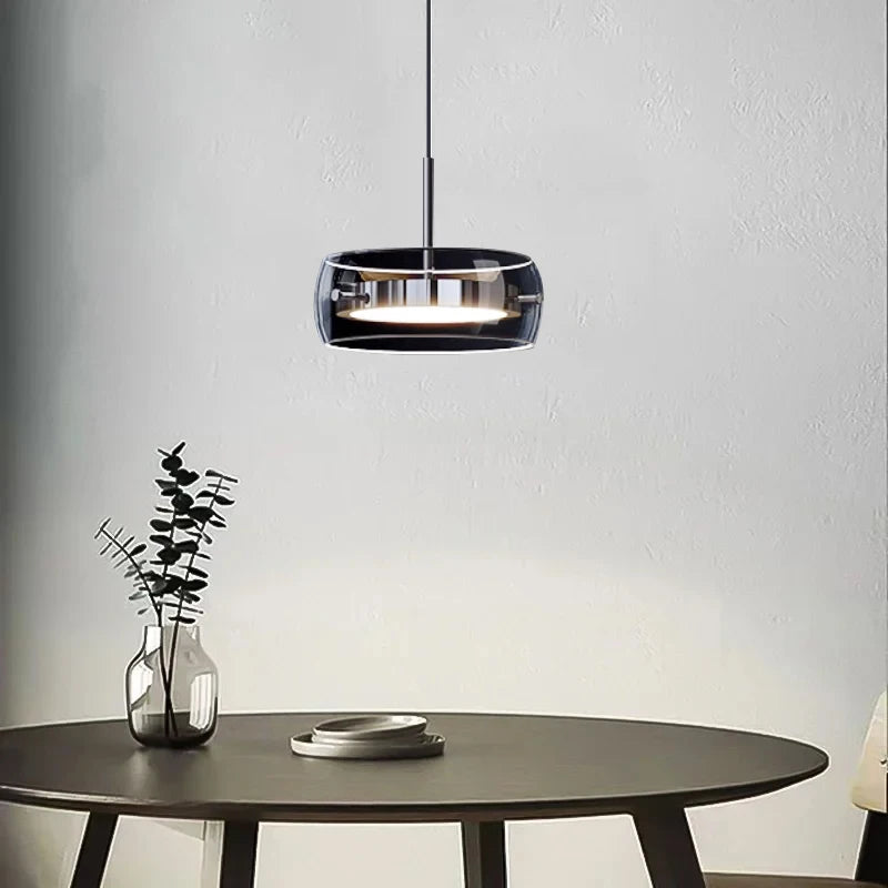 LED Modern Pendant Light, Adjustable Lighting Simple Dining Table Light, Glass Restaurant Light, Home Decoration Indoor Lighting