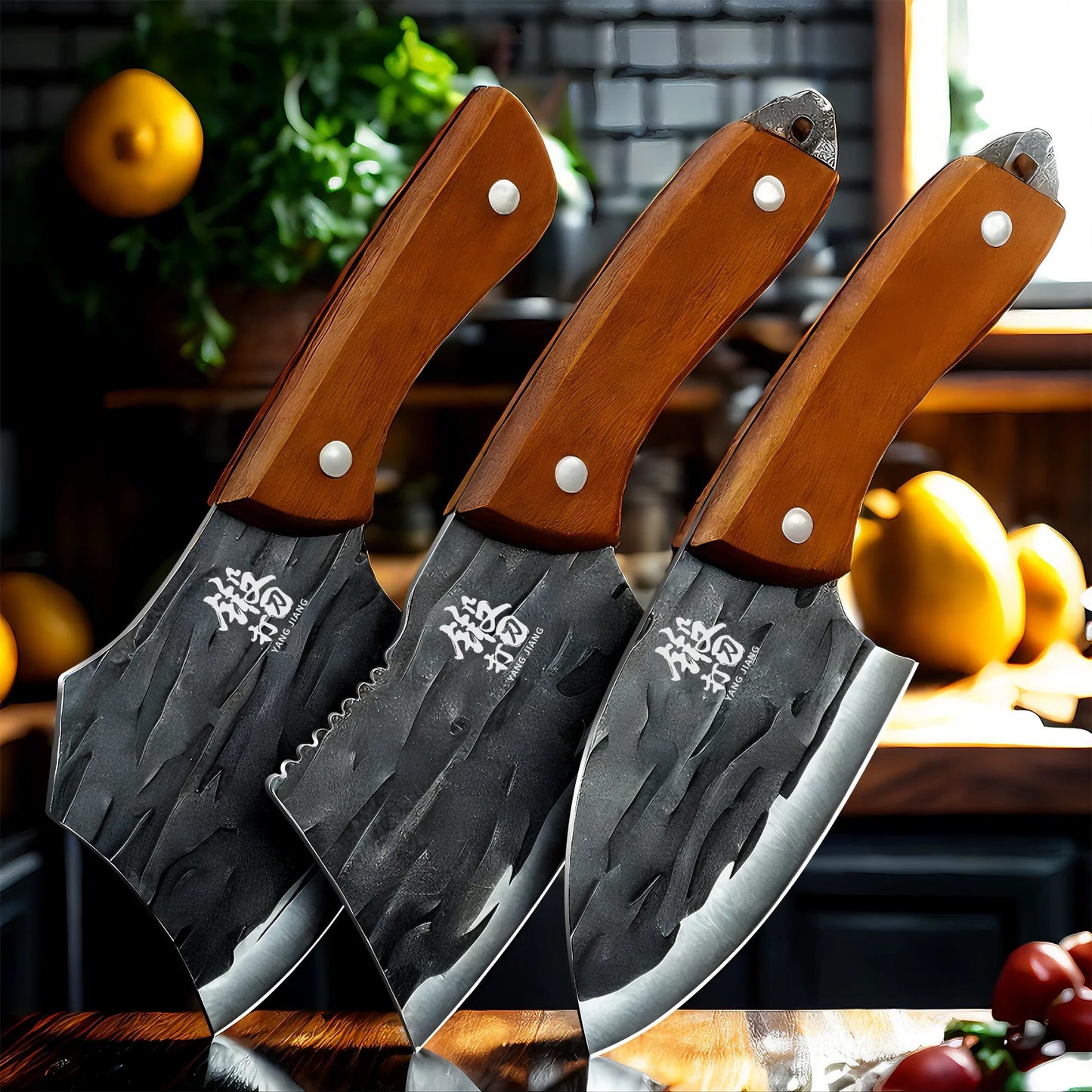 3-Piece Multi-Purpose Kitchen Knife Set - Serrated Utility Knives for Meat and Vegetable Slicing, girly kitchenware