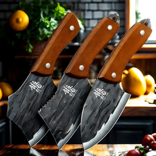 3-Piece Multi-Purpose Kitchen Knife Set - Serrated Utility Knives for Meat and Vegetable Slicing, girly kitchenware