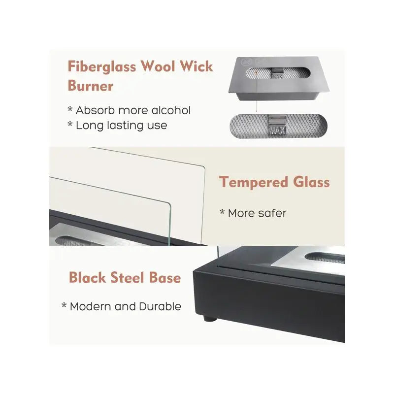 Portable Tabletop Smokeless Bio Ethanol Fireplace - Compact Fire Pit for Indoor and Outdoor Use