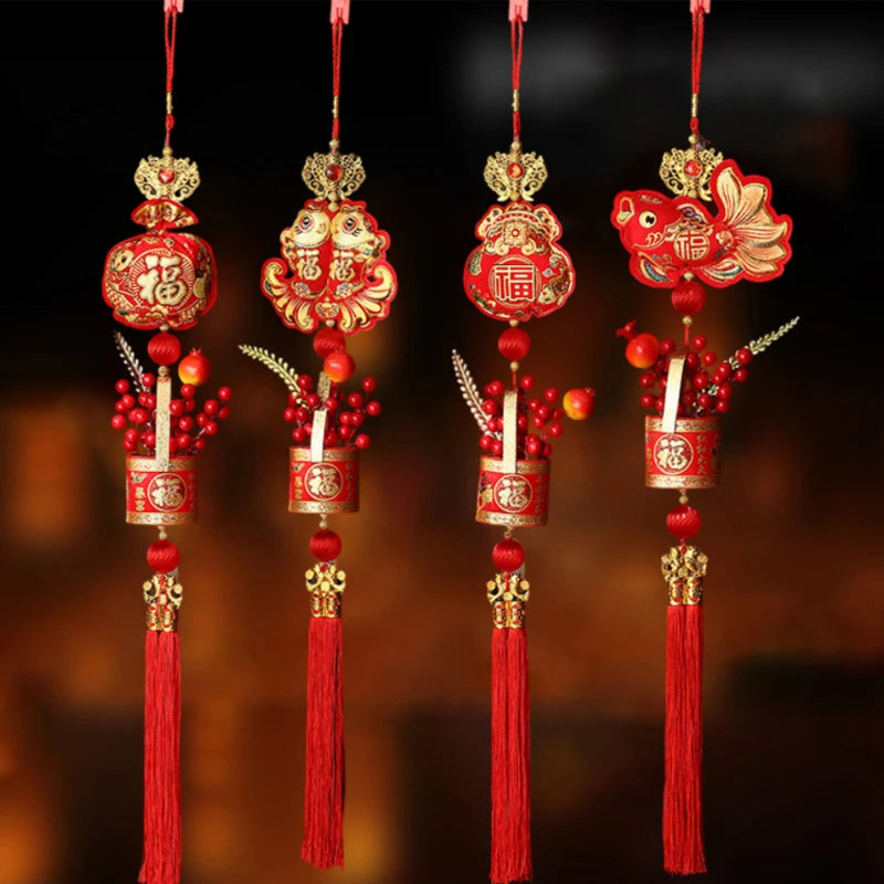 Chinese New Year 2025 Decorations Chinese Spring Festival Hanging Pendant Door Wall Ornament Traditional Chinese Room Decoration