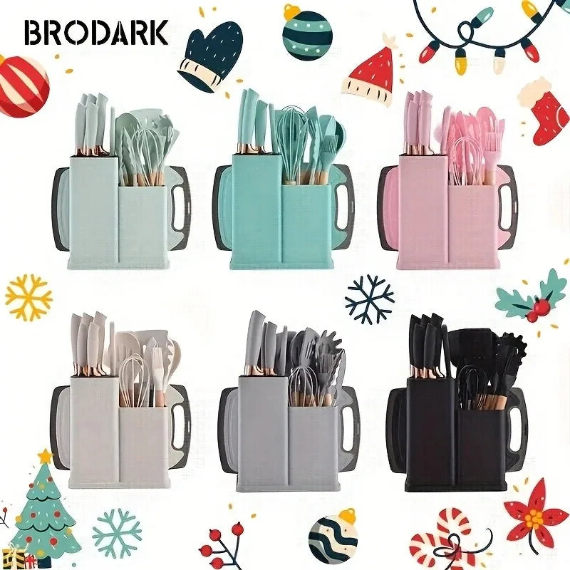 1-19 multi - functional knives, full - set silicone kitchenware, rust - proof kitchen knive,