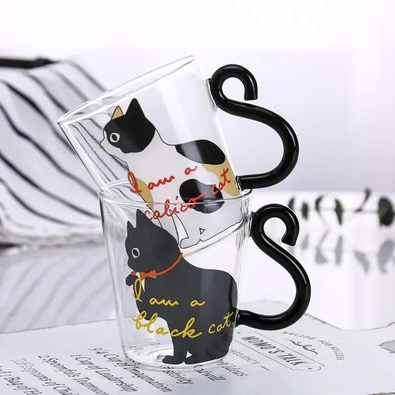 3D Cat Tail Coffee Mug 250ml High Borosilicate Heat-resistant Water Cup Household s