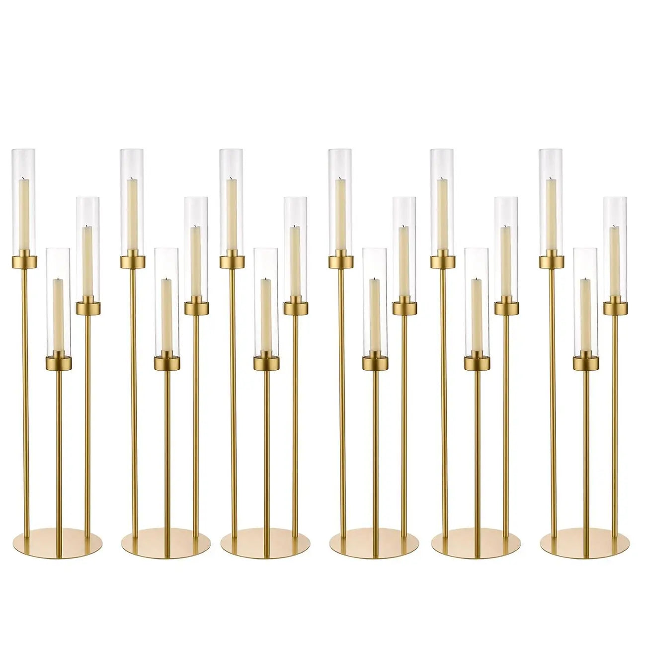 2/4/6/8/10pcs Gold Candelabra 3 Arm Candle Holders Centerpiece for Table Centerpiece Party Decorative Candlestick Holder