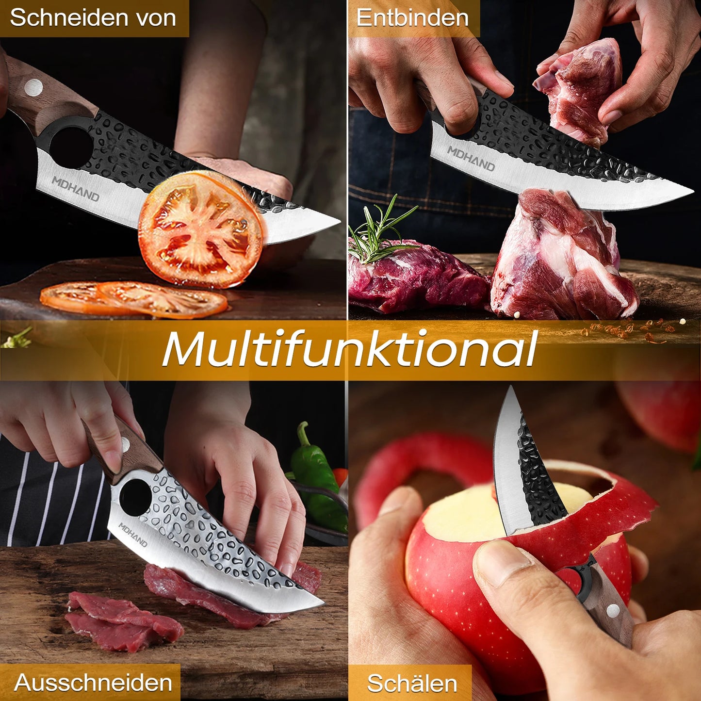 Stainless Steel Hand Forged Knife Cleaver Chef Cooking Cutter Fruit Slicing Meat Cutting Knife Cover
