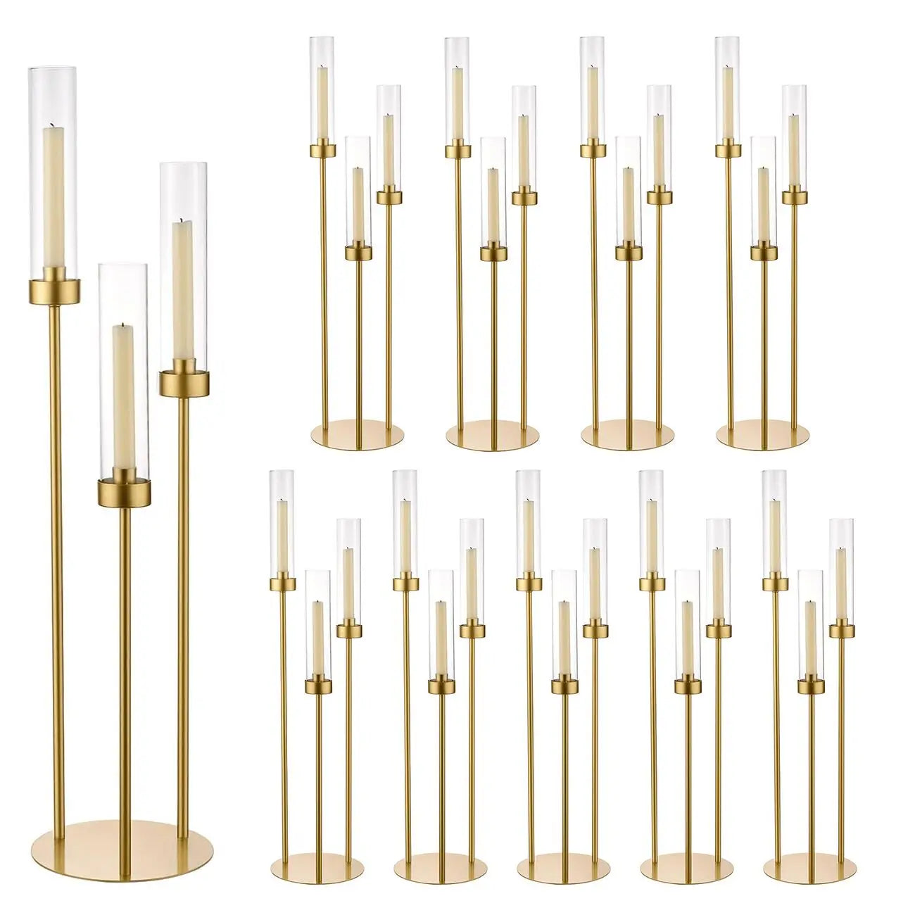 2/4/6/8/10pcs Gold Candelabra 3 Arm Candle Holders Centerpiece for Table Centerpiece Party Decorative Candlestick Holder