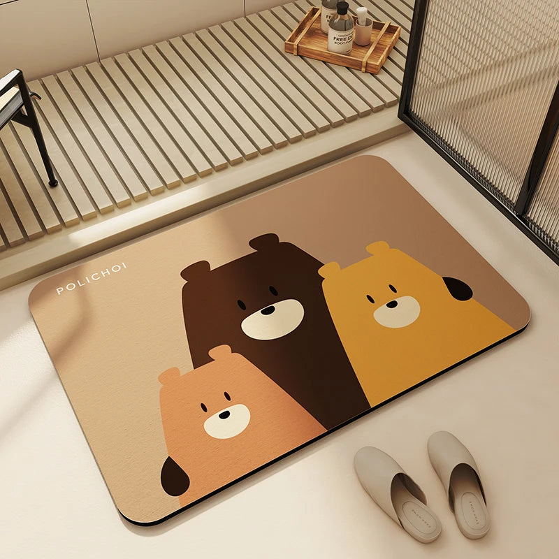 Diatomite Bath Mats Bathroom Absorbent Anti Slip Floor Mat Foot Carpet Quick Dry Shower Toilet Rug Doormat Washable