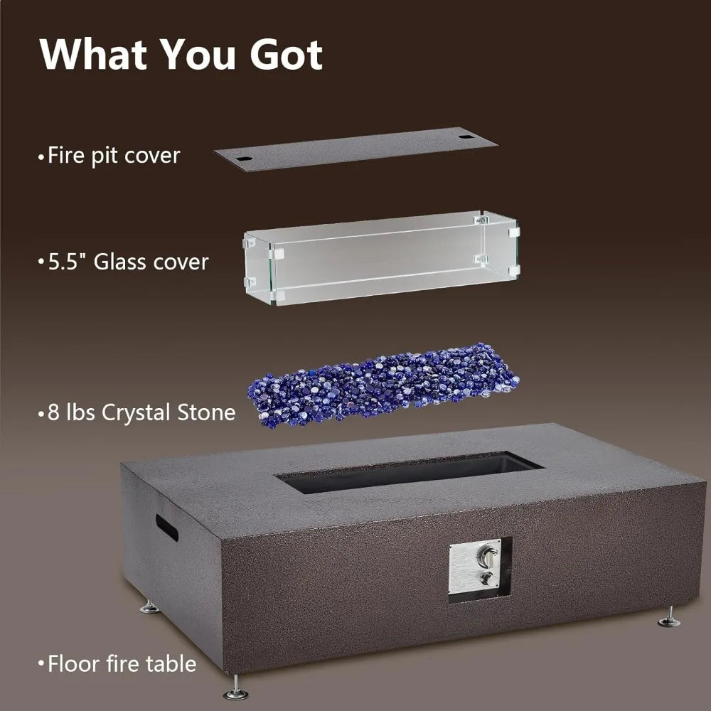 48 - Inch Outdoor Propane Fire Pit Table with Piezo Ignition and Dual - Function Design for Patio, Deck and Garden