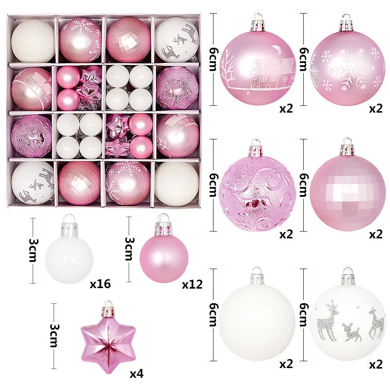 44Pcs 3/6CM Christmas Ball Christmas Tree Decoration Ornaments for Home Decor Halloween New Year Navidad Pendant Ball Accessory