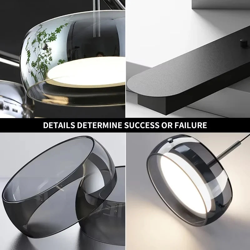 LED Modern Pendant Light, Adjustable Lighting Simple Dining Table Light, Glass Restaurant Light, Home Decoration Indoor Lighting