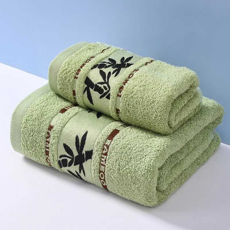 2pcs/Set Bamboo Fiber Towels Sets Home Bath Towels Adults Face Towel Thick Absorbent Luxury Bathroom Towels