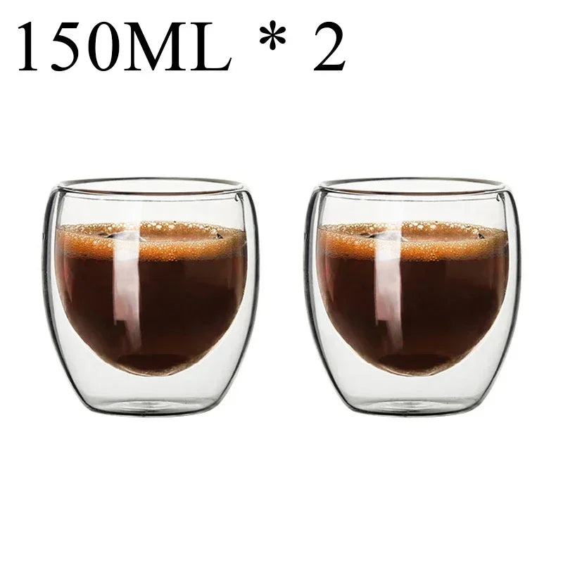 2-18PCS Double Wall High Borosilicate Glass Mug Heat Resistant Tea Milk Juice Coffee