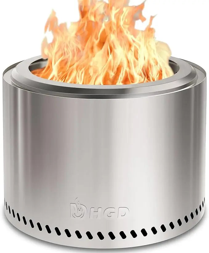 20 Inch Outdoor Wood-Burning Fire Pit, Stainless Steel Backyard Fireplace for Patio and Garden Gatherings