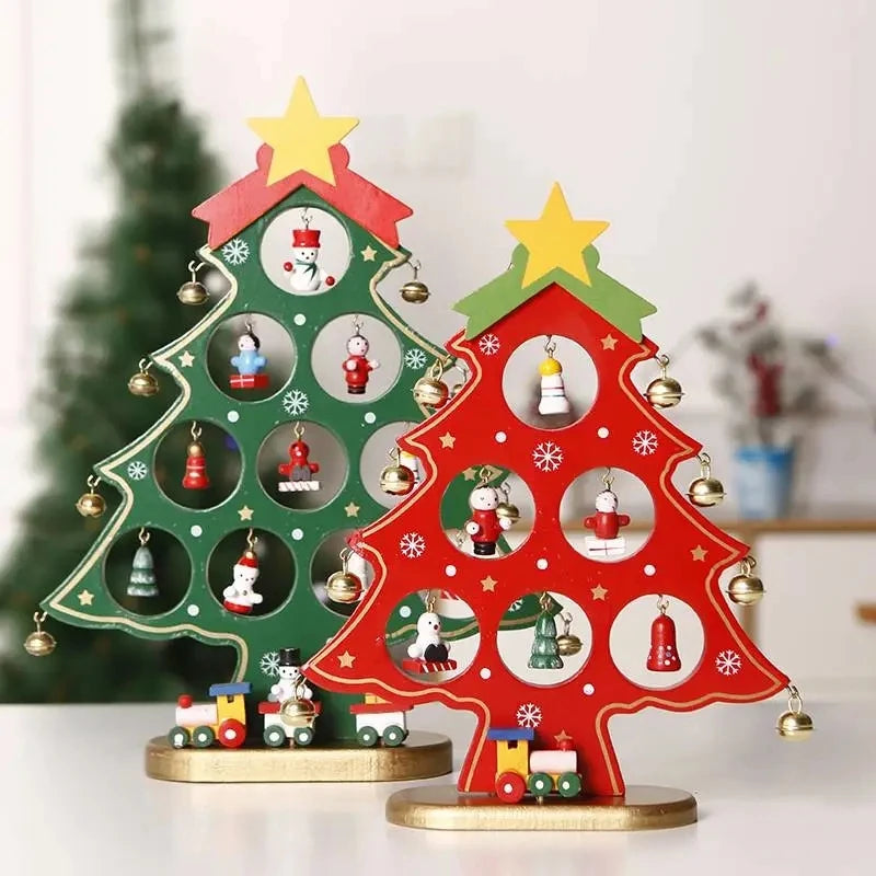 Wood Christmas Tree Decor 2026 Merry Christmas Party Decoration Office Desk Xmas Tree Ornament Xmas New Year Party Gifts Navidad