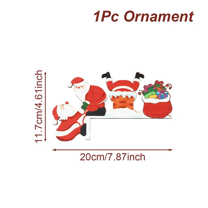 Christmas Wooden Ornament Christmas Party Decoration 2025 Xmas Santa Claus Snowman Pendants Navidad Natal New Year Gift 2026