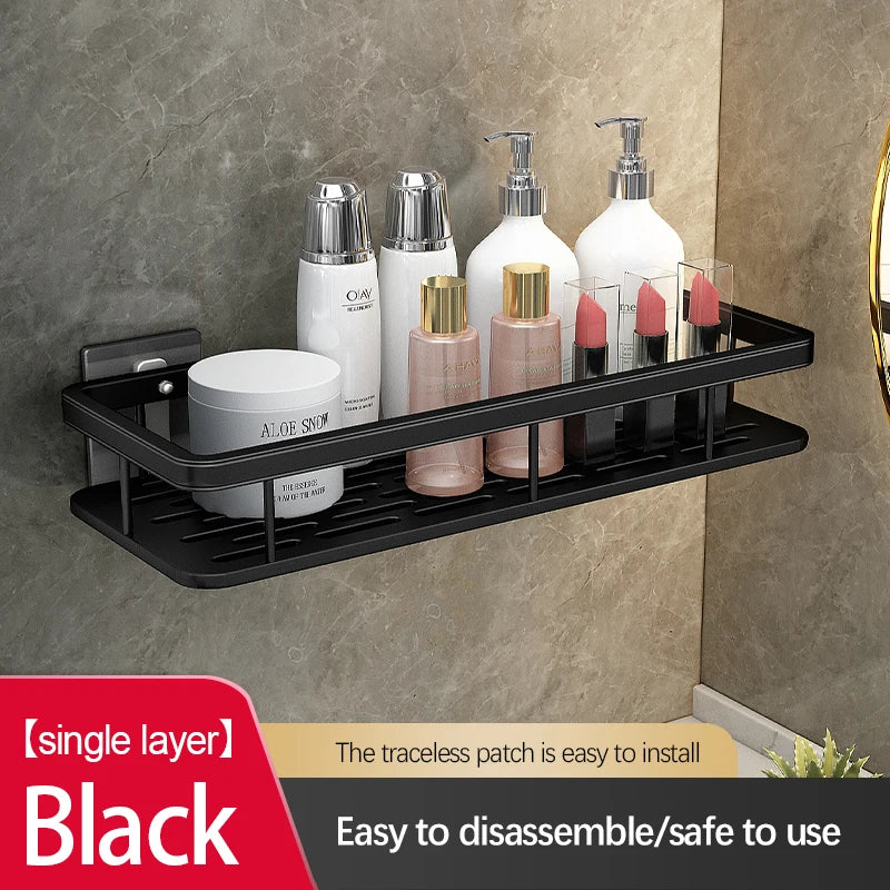 Bathroom Storage Rack Stainless Steel Anti Rust Storage Shower Rack Suction Cup Storage Rack Household Storage Appliances
