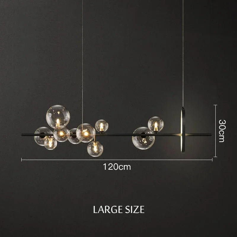 Nordic Long Led Ceiling Chandelier Glass Balls For Table Dining Room Kitchen Bar Hanging Lamp Home Decoration Indoor Lighting