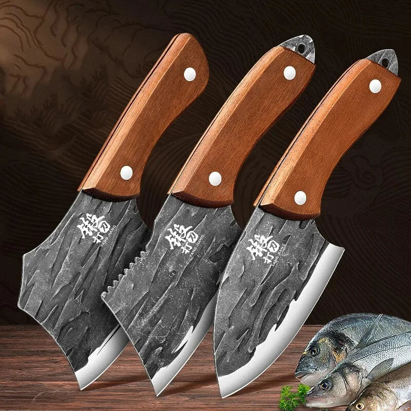 3-Piece Multi-Purpose Kitchen Knife Set - Serrated Utility Knives for Meat and Vegetable Slicing, girly kitchenware