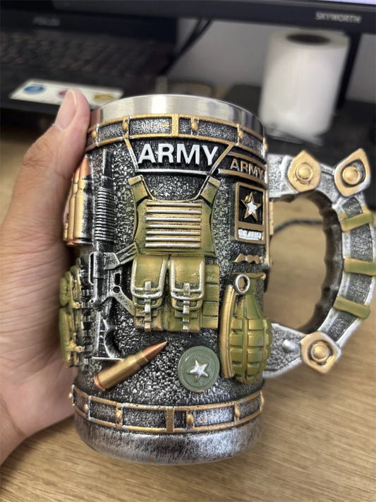 Military 3D Mug Beautiful Army Themed Creative Handmade Military Coffee Mug Gift for Veterans Kitchen Dining Drinkware