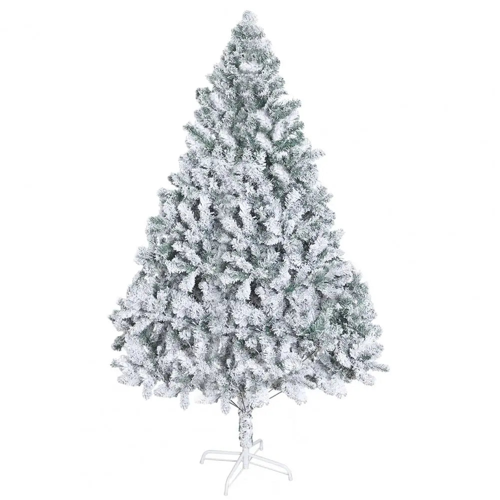 6.9ft White Flocked Artificial Christmas Tree, Snow Christmas Holiday Pencil Tree, Winter Party Decoration with Realistic Branch