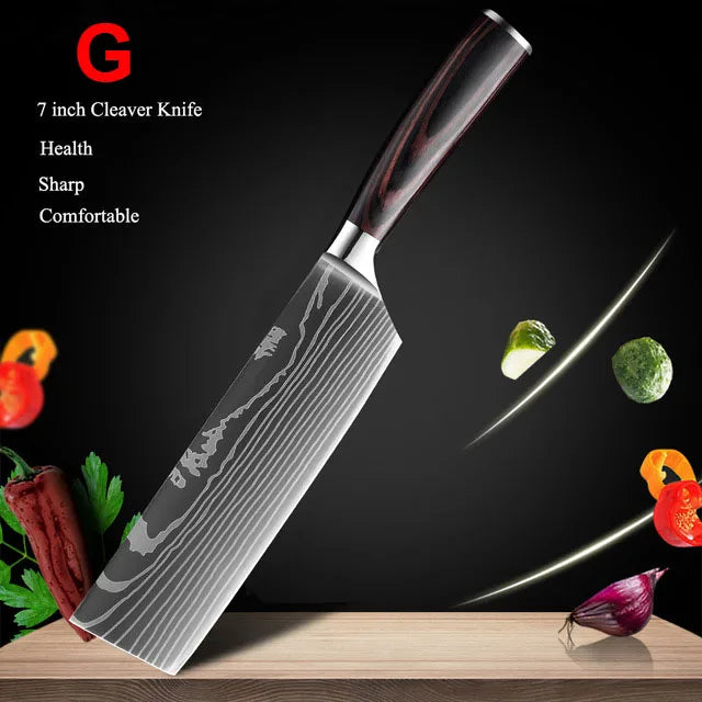 1-10Pcs Chef Knife For kitchen Set Japanese Sharp Cleaver Slicing Utility Knife Cooking Tools