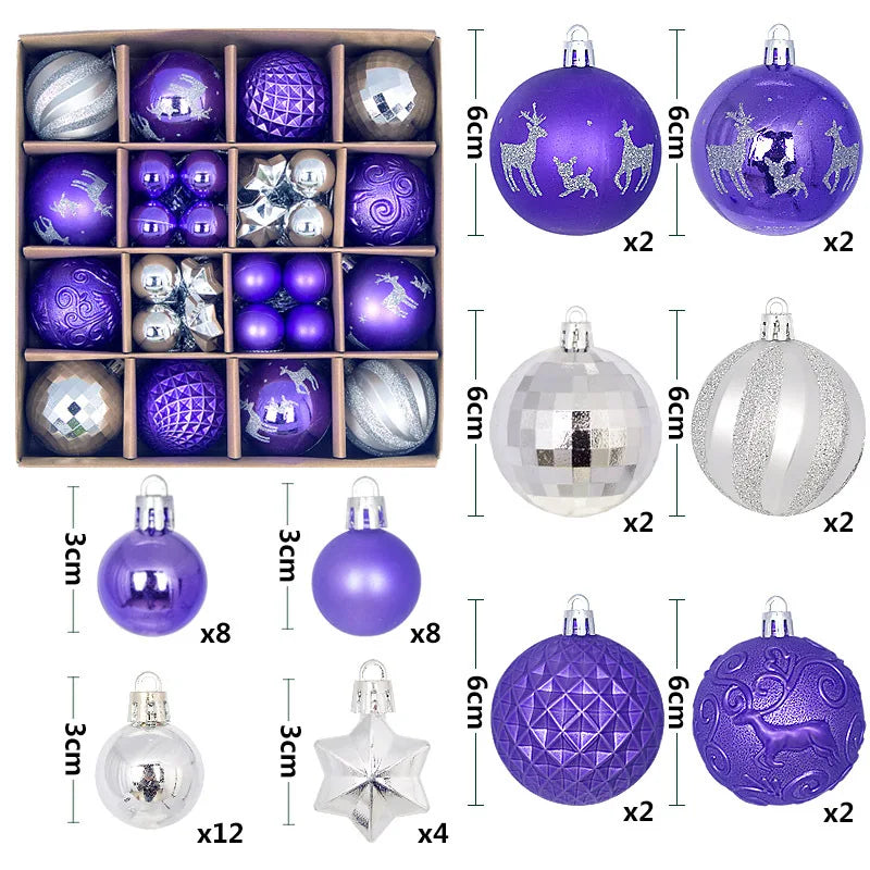44Pcs 3/6CM Christmas Ball Christmas Tree Decoration Ornaments for Home Decor Halloween New Year Navidad Pendant Ball Accessory