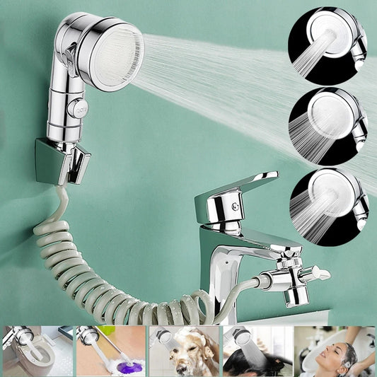 3 Mode Bidet Faucet External Shower Head Bathroom Kitchen Basin Tap Adapter Splitter Set Water Diversion Shower for Beauty Salon