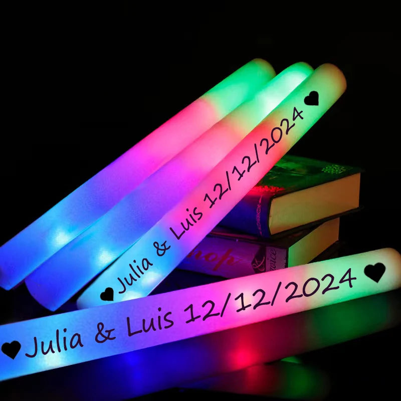 20/30/60Pcs LED Glow Sticks Bulk Colorful RGB Glow Foam Stick Cheer Tube Dark Light for Xmas Birthday Wedding Party Supplies