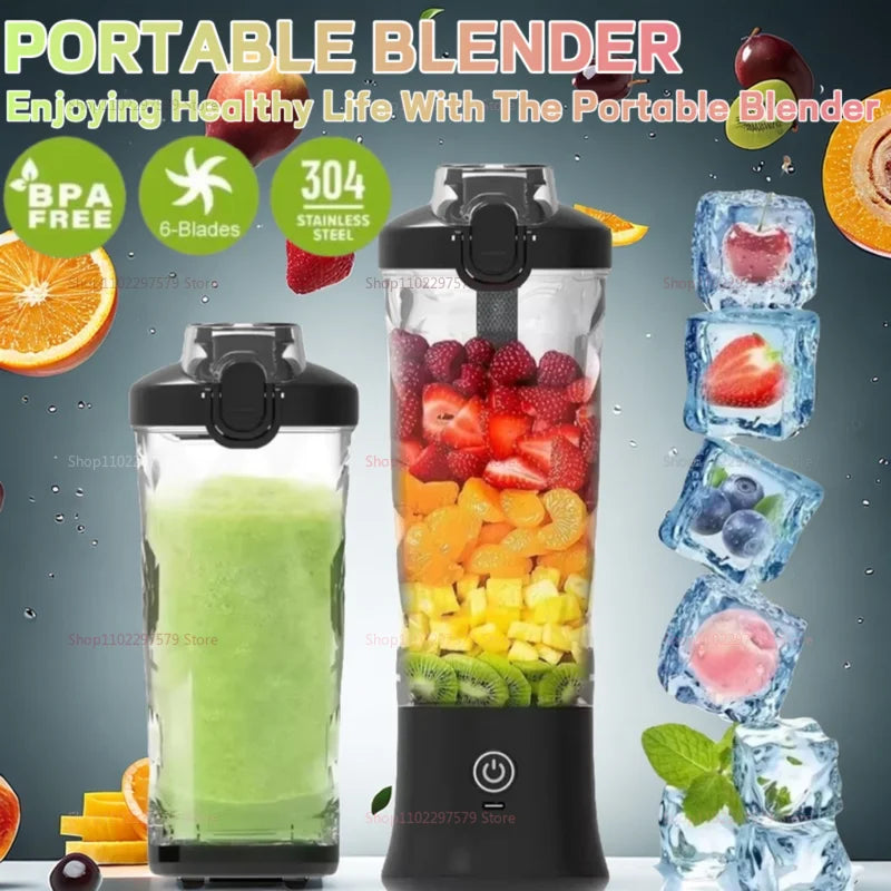 Portable Mixer Machine Electric Juicer 600ML  Fruit Mixer2000mAh USB Rechargeable Smoothie Mini Blender Multifunction Juicer