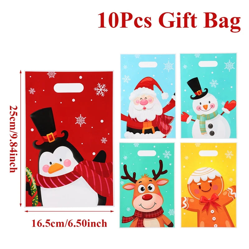 10/25/50pcs Christmas Cute Gift Bags Christmas Party Decoration 2025 Xmas Santa Claus Handbags Navidad Natal New Year Gift 2026