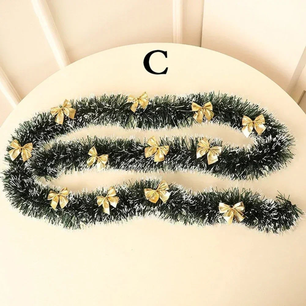Christmas LED Rattan Garland Decoration, 2M Artificial Vine Wreath with Lights for Xmas Tree Ornaments, Home Party Wedding Decor