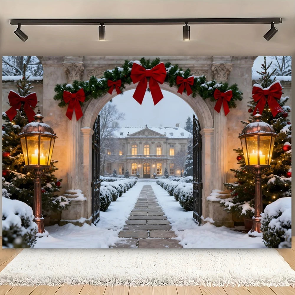 Merry Christmas Decorative Background Arched Xmas Tree Winter 2025 Christmas Indoor Photography Backdrop Photo Studio Props