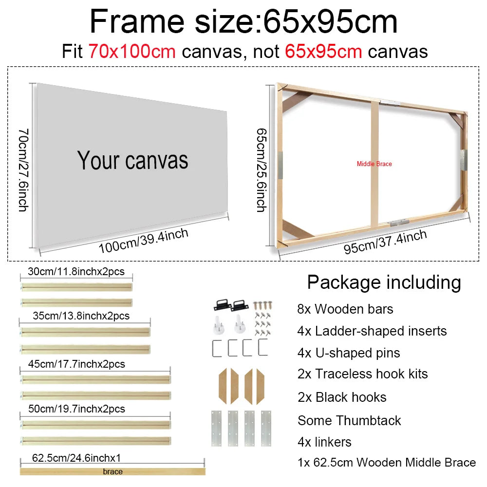 40x60 50x70 40x50cm Canvas Frame Wooden Frames Wooden Photo Oil Painting Canvas Diamond Painting Frames Canvas Wood Wall Frame