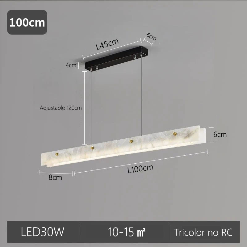 Luxury Linear Pendant Light LED Minimalist Natural Marble Chandelier Hanging Ceiling Fixtures for Kitchen Island Dining Room Bar