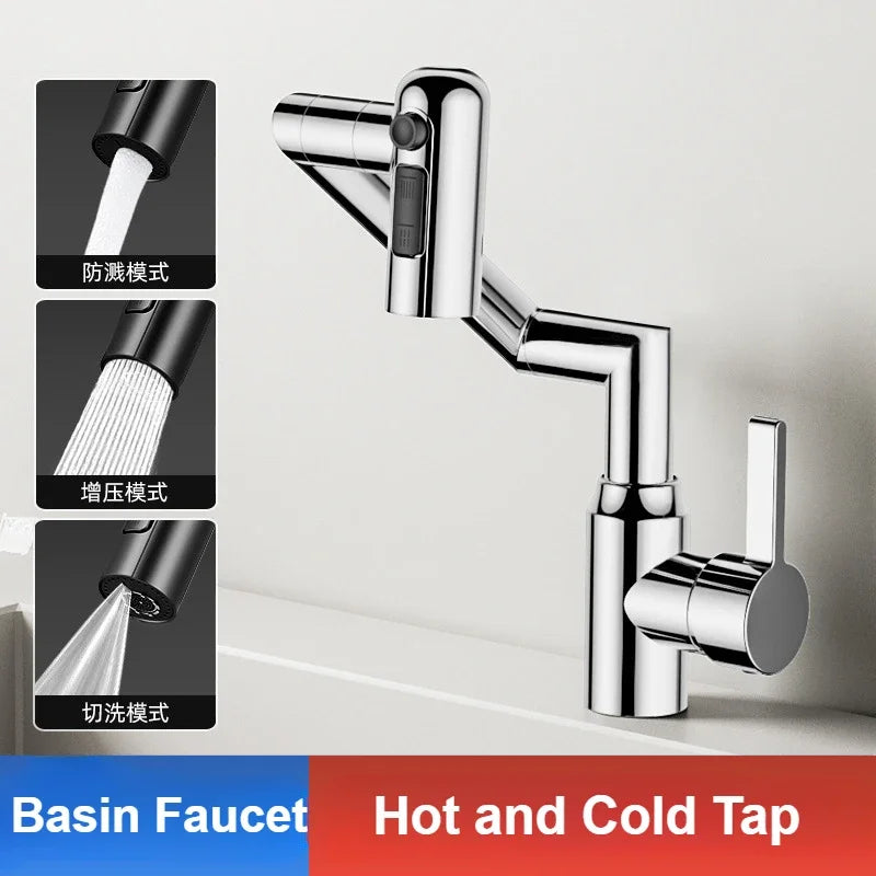 Universal Rotation Kitchen Faucet Bathroom Faucets Multifunctional Washbasin Mechanical Arm Digital Display Hot and Cold Tap
