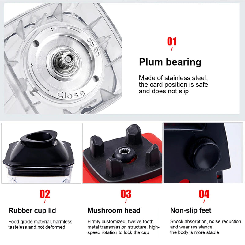 2000W Heavy Duty Commercial Blender Stationary Mixer Food Processor Ice Smoothies