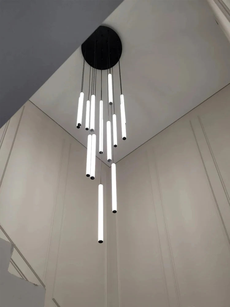 Minimalist Chandelier LED Stair Strip Lamp Duplex Building Interior Lighting Lamps Modern Dining Table Living Room Pendant light