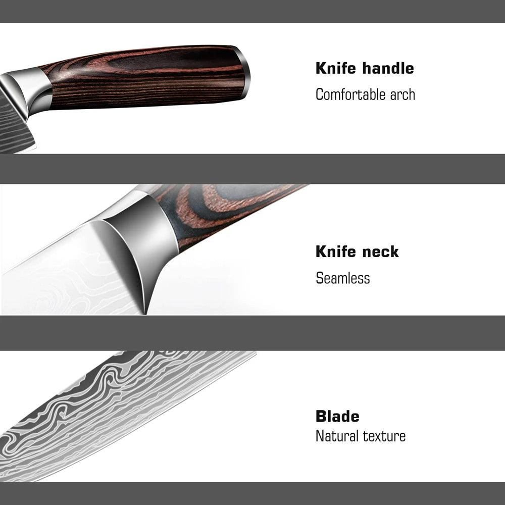 Professional 5Pcs Kitchen Chef Knife Set with Sharp High Carbon Stainless Steel Forged Blade