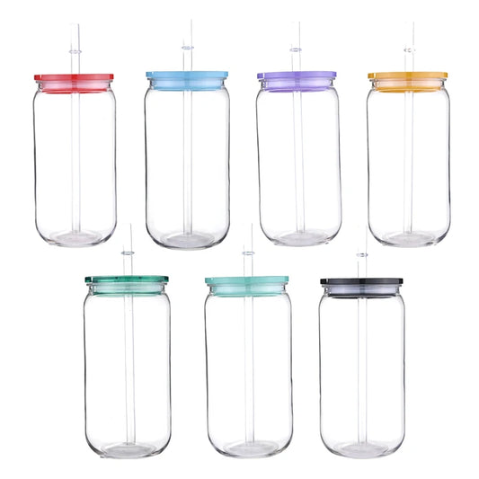 16oz PET Plastic Cups Equipped With Replaceable Colored Lid And Straw