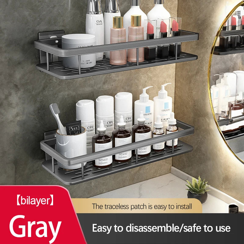 Bathroom Storage Rack Stainless Steel Anti Rust Storage Shower Rack Suction Cup Storage Rack Household Storage Appliances