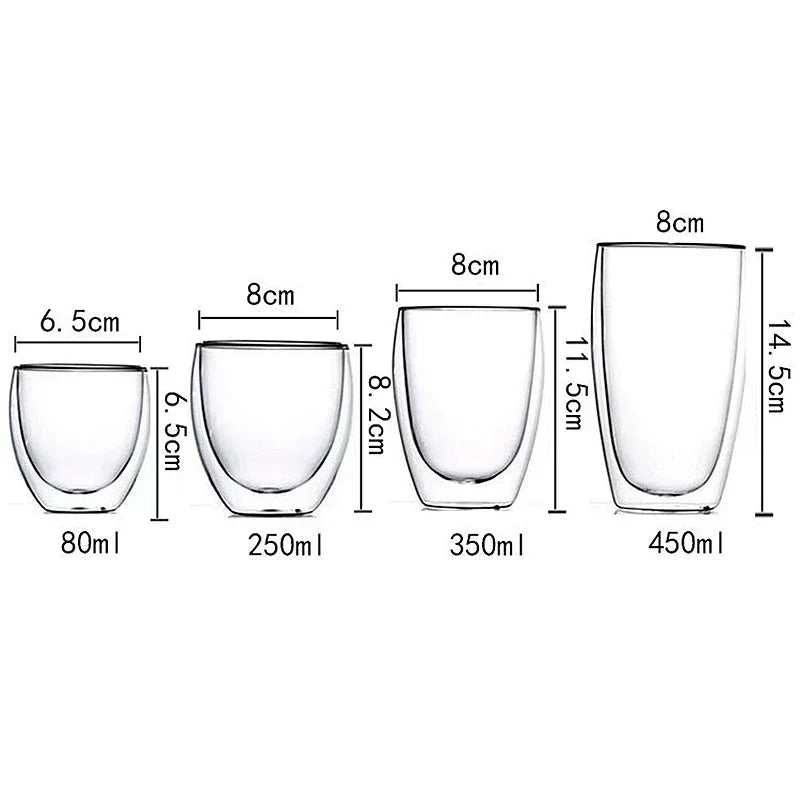 2-18PCS Double Wall High Borosilicate Glass Mug Heat Resistant Tea Milk Juice Coffee