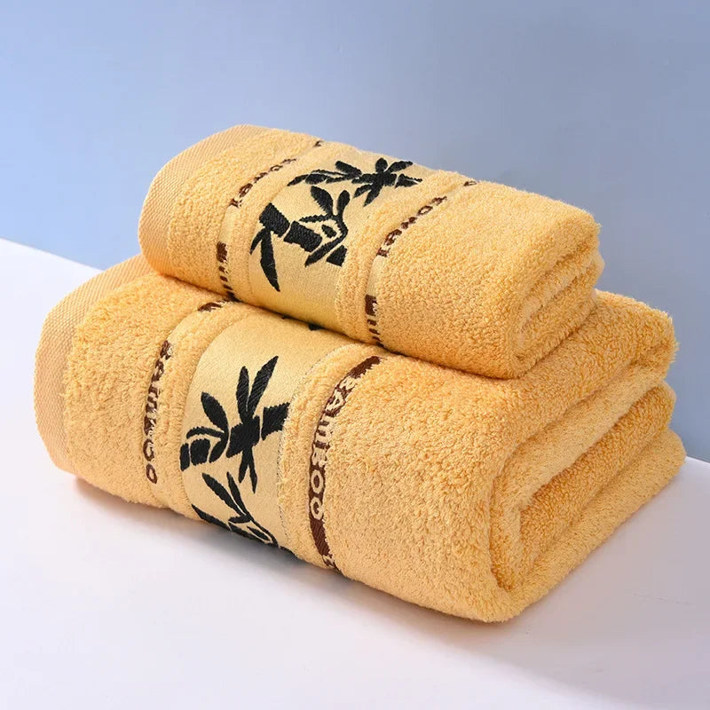 2pcs/Set Bamboo Fiber Towels Sets Home Bath Towels Adults Face Towel Thick Absorbent Luxury Bathroom Towels